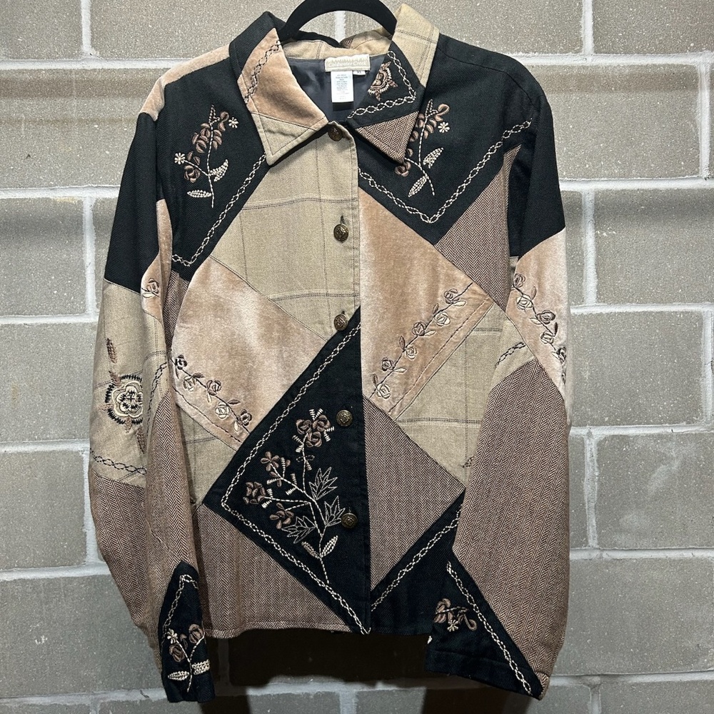 Y2K Brown/Black Floral Embroidered Blazer